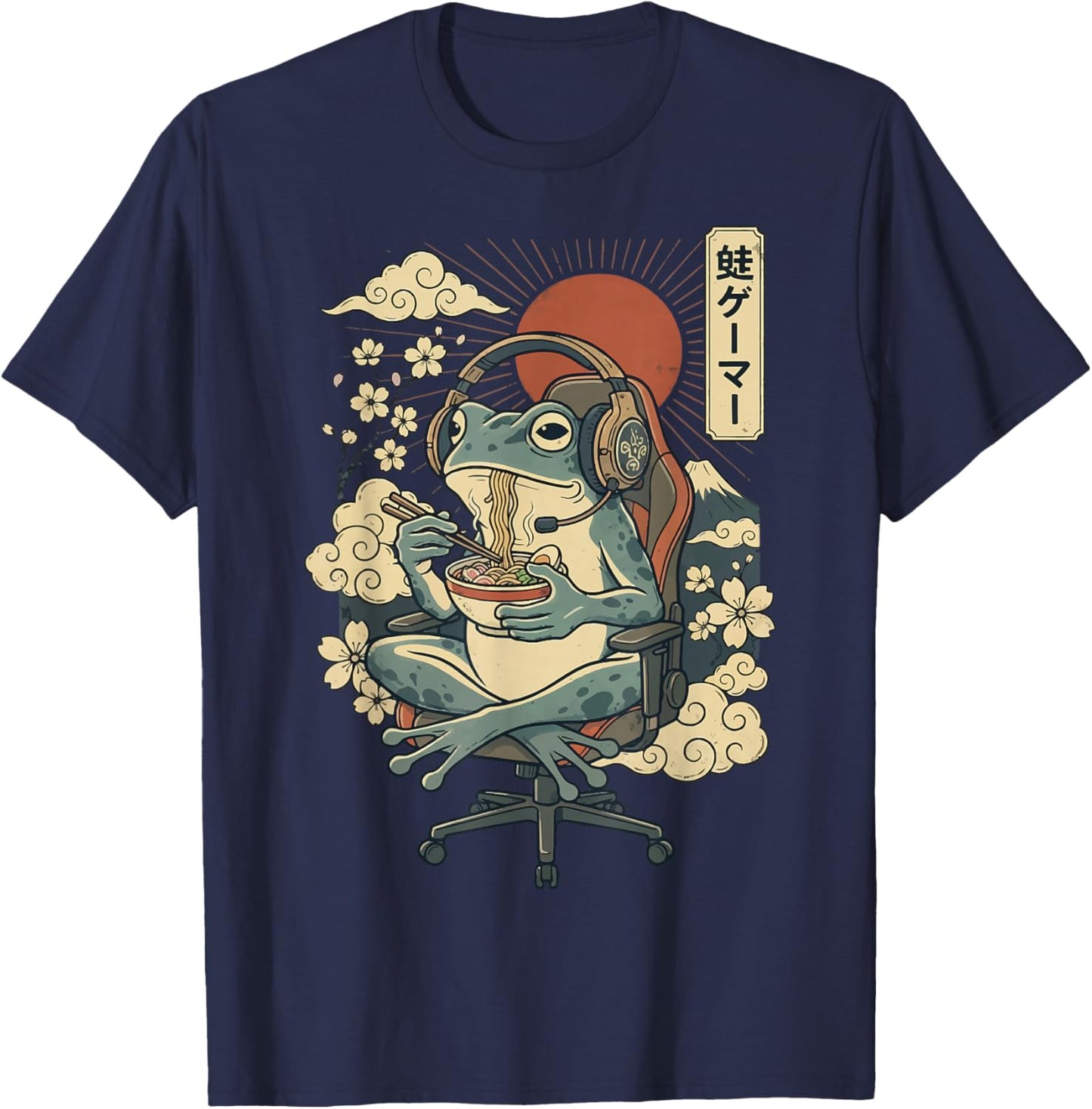 Japanese Gamer Frog Japan Anime Gaming T-Shirt - T-Shirt | Navy