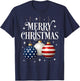 American Flag Merry Christmas Tree Baubles US Patriotic Xmas T-Shirt - T-Shirt | Navy