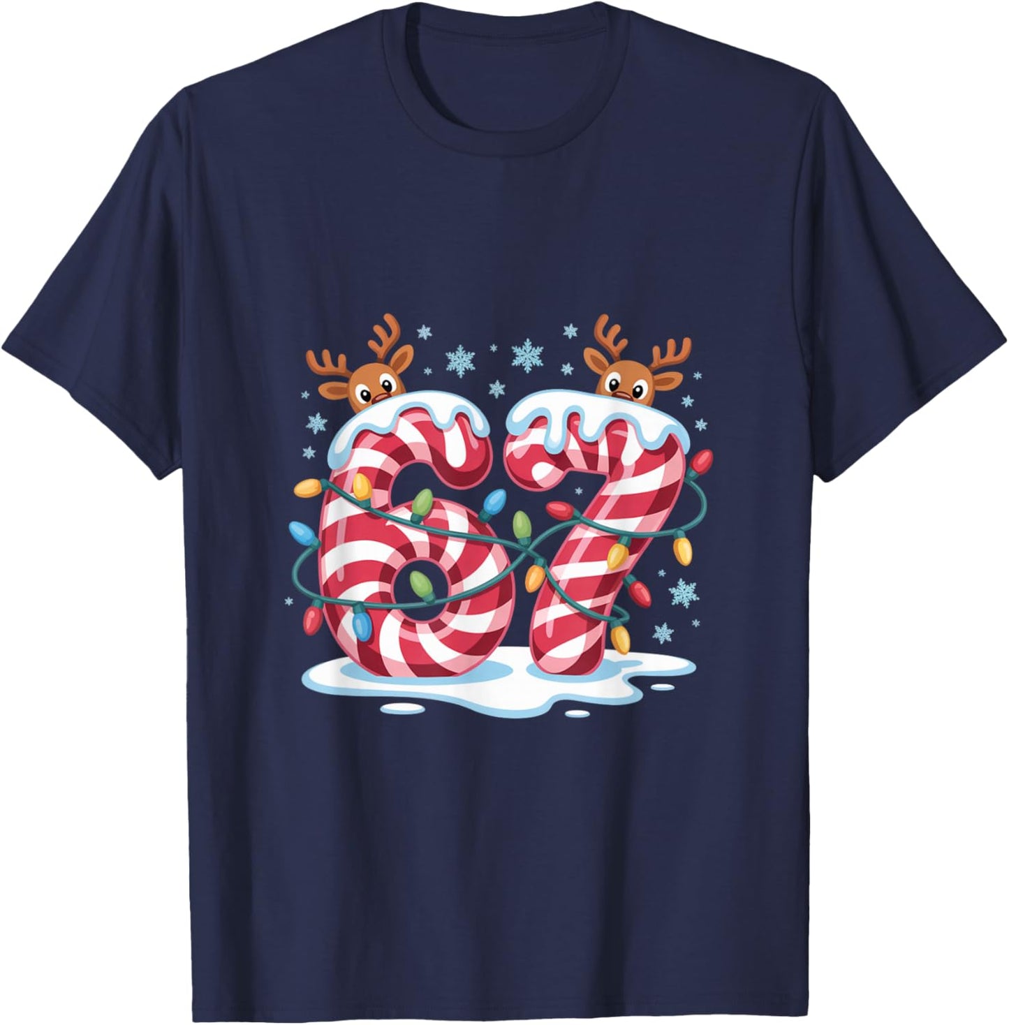 Christmas 67 Funny Xmas Six Seven Ugly Sweater 6-7 T-Shirt - T-Shirt | Navy