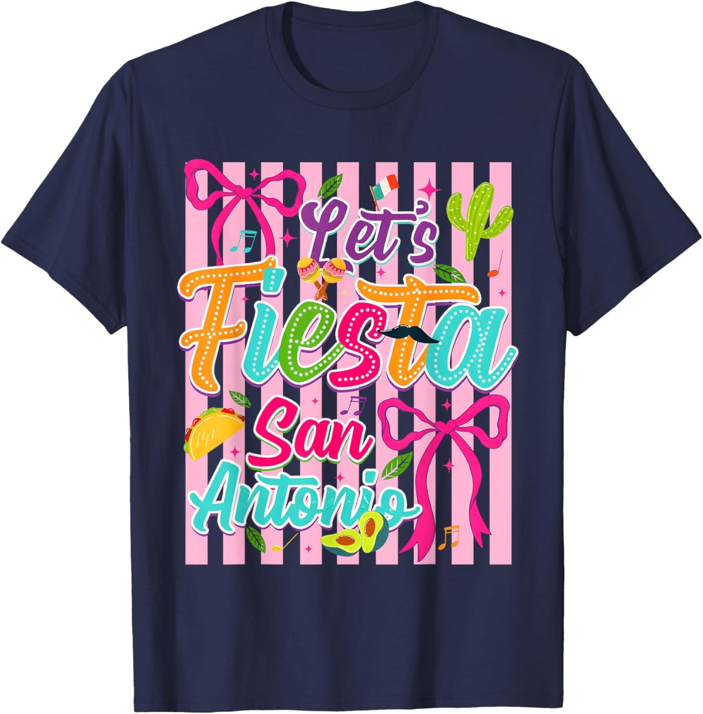 Cinco De Mayo Lets Fiesta 2026 Coquette Bow Girl Women T-Shirt - T-Shirt | Navy
