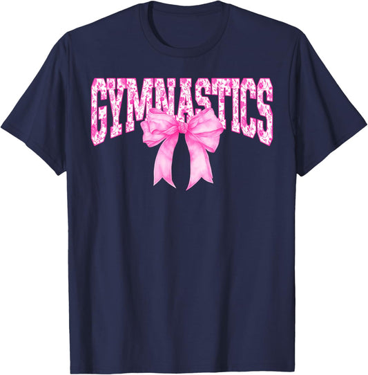 The Gymnastics Gymnast Pink Coquette Floral Women Girl T-Shirt - T-Shirt | Navy