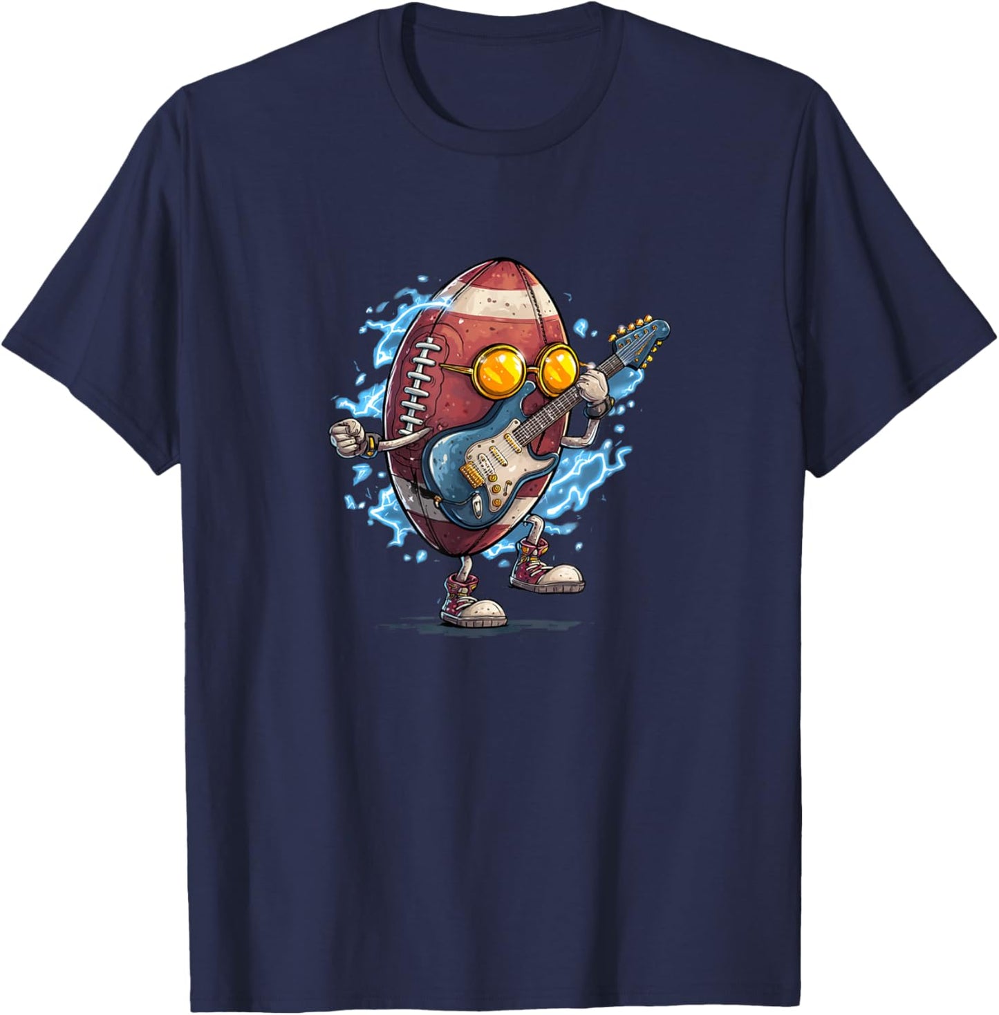Awesome Football with Electric Guitar Costume T-Shirt - T-Shirt | Navy