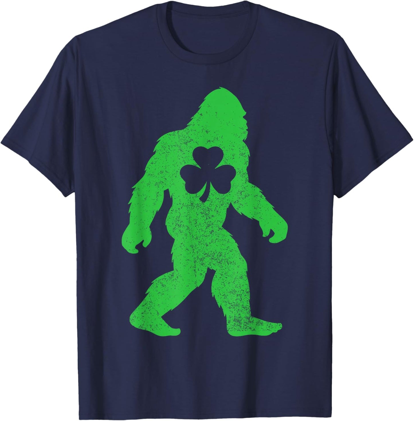 St Patricks Day Bigfoot Sasquatch Shamrock Men Women Kids T-Shirt - T-Shirt | Navy