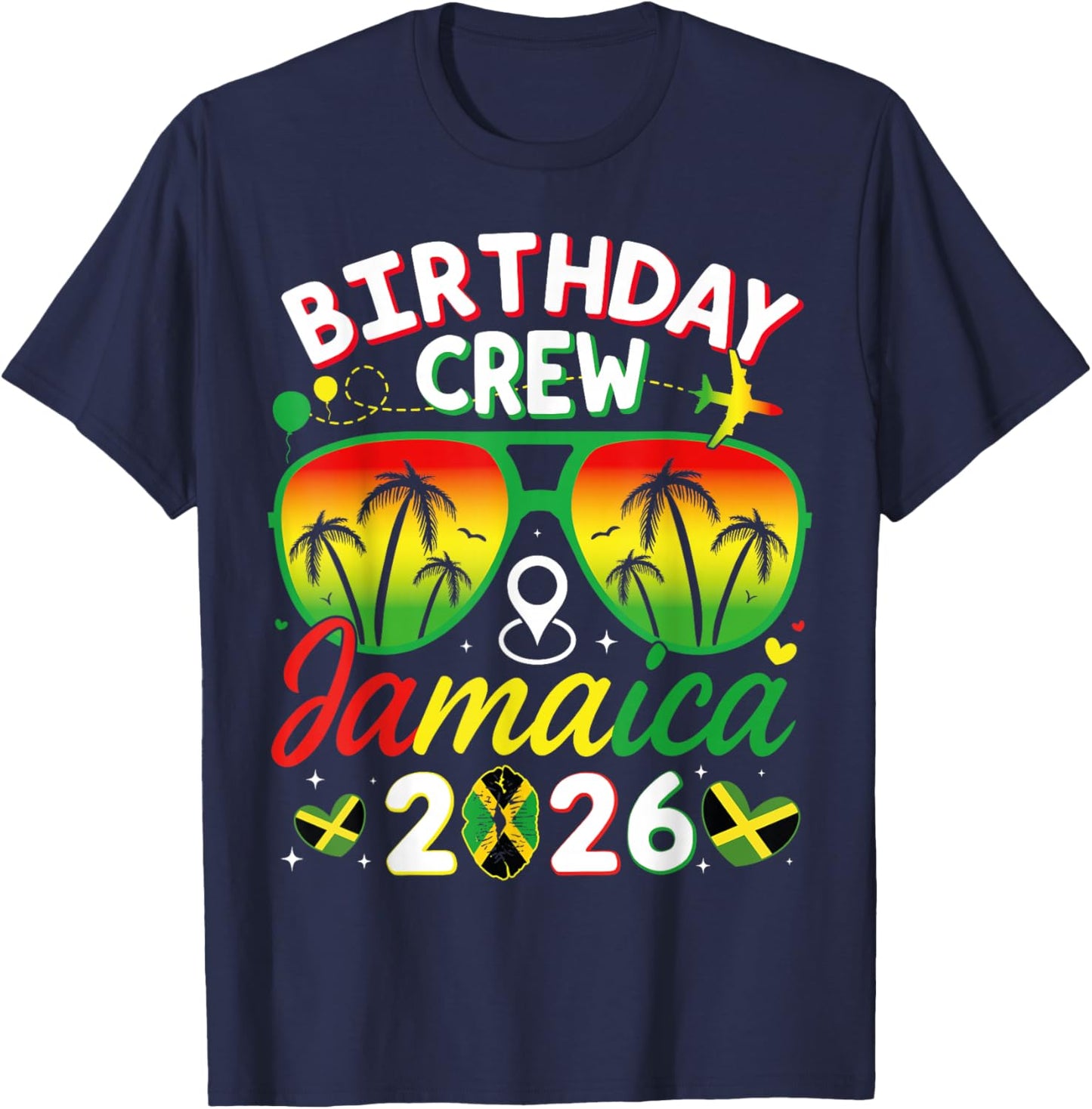 Birthday Crew Jamaica 2026 Family Reunion & Girls Trip T-Shirt - T-Shirt | Navy