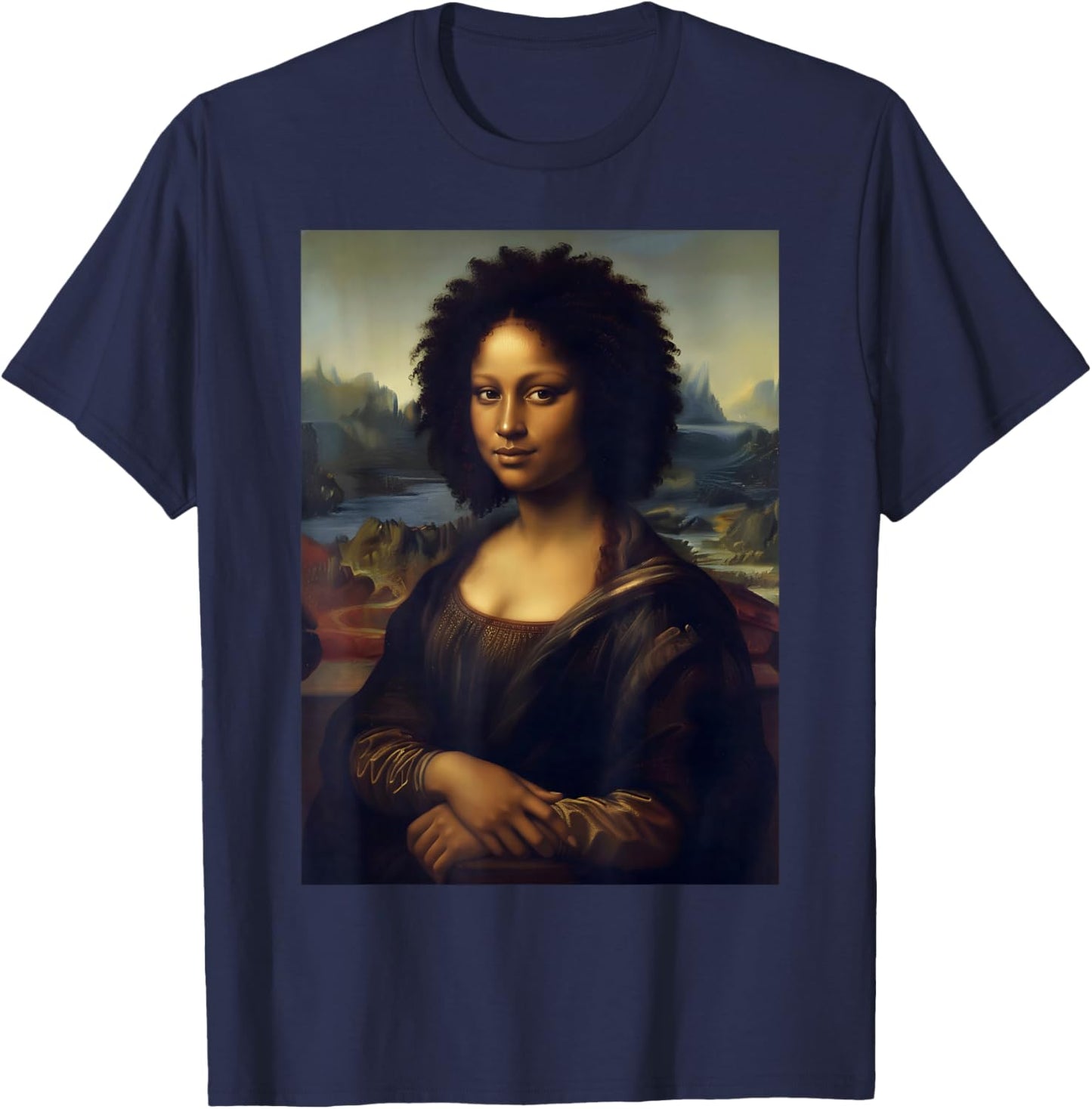Black Mona Lisa African American Black History Month T-Shirt - T-Shirt | Navy