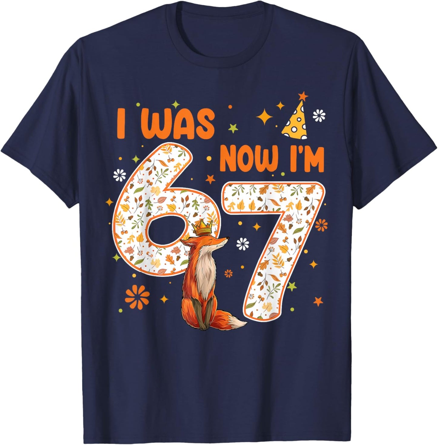 I was 6 Now I'm 7 7th Fox Birthday Animal Lover 7 Year Old T-Shirt - T-Shirt | Navy