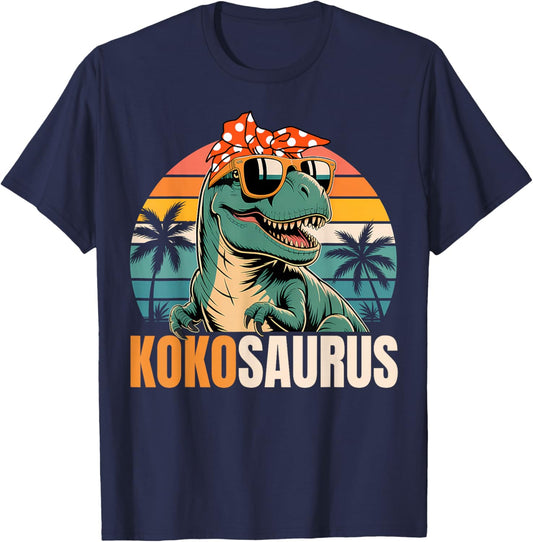 Koko Saurus KokoSaurus T Rex Dinosaur Funny Family Matching T-Shirt - T-Shirt | Navy