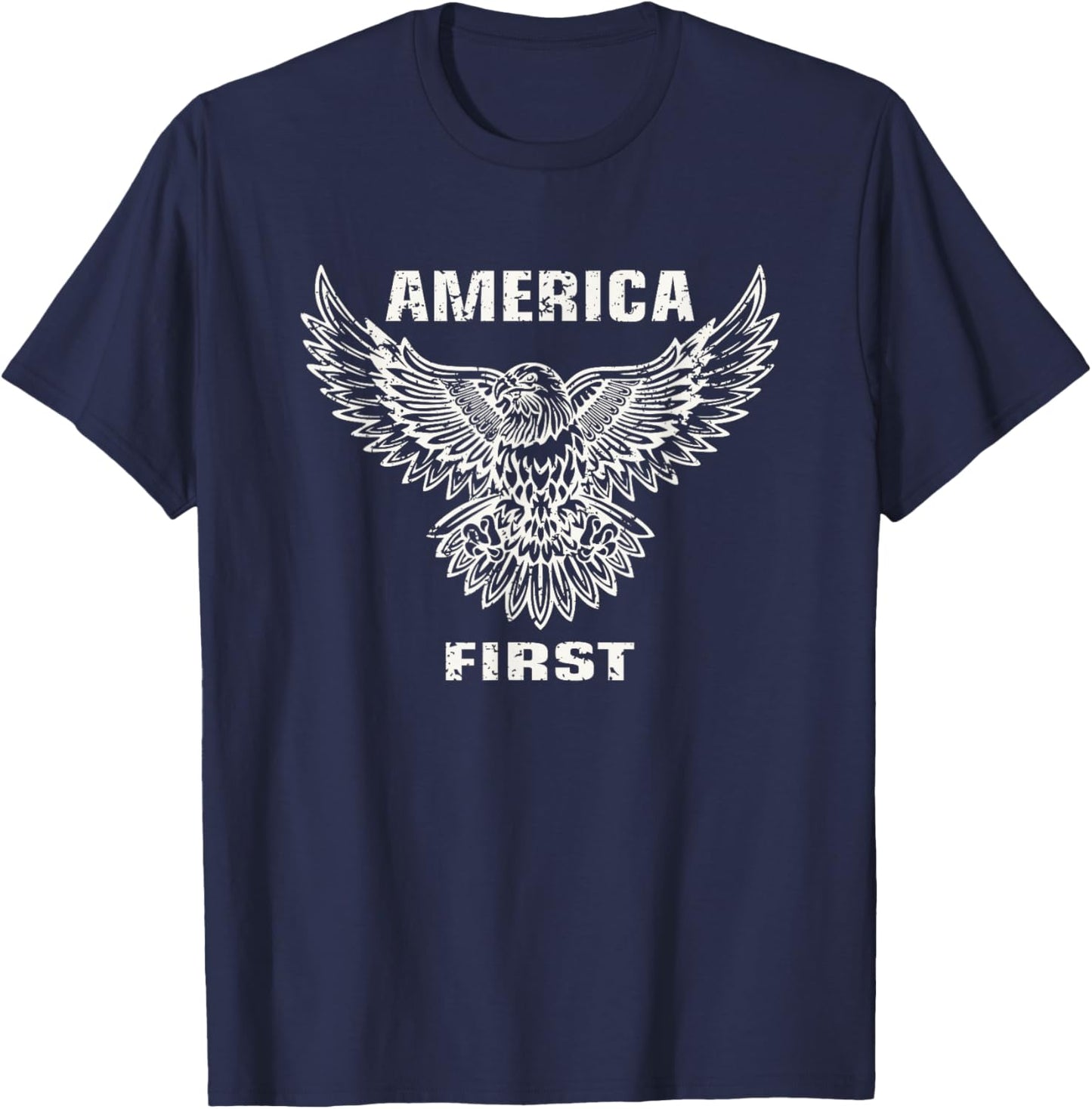 America First. Eagle, Patriotic T-Shirt - T-Shirt | Navy