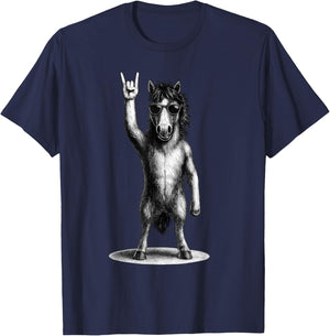 Horse Rock Music Retro Vintage Animal Lover T-Shirt - T-Shirt | Navy