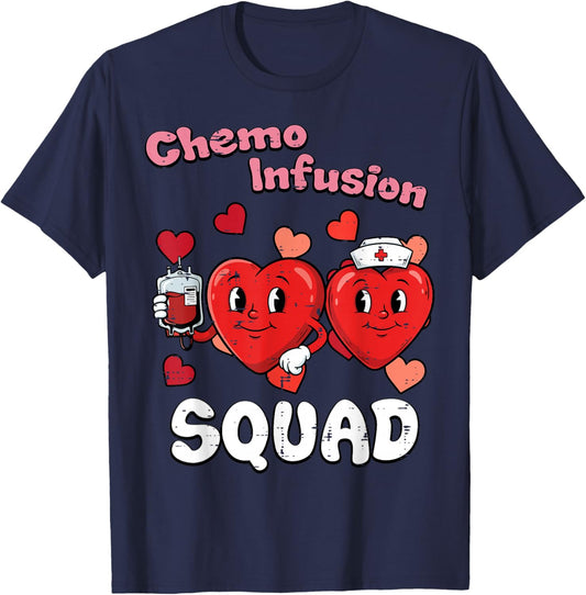 Valentines Day Nurse Chemo Infusion Squad Scrub Women Men T-Shirt - T-Shirt | Navy