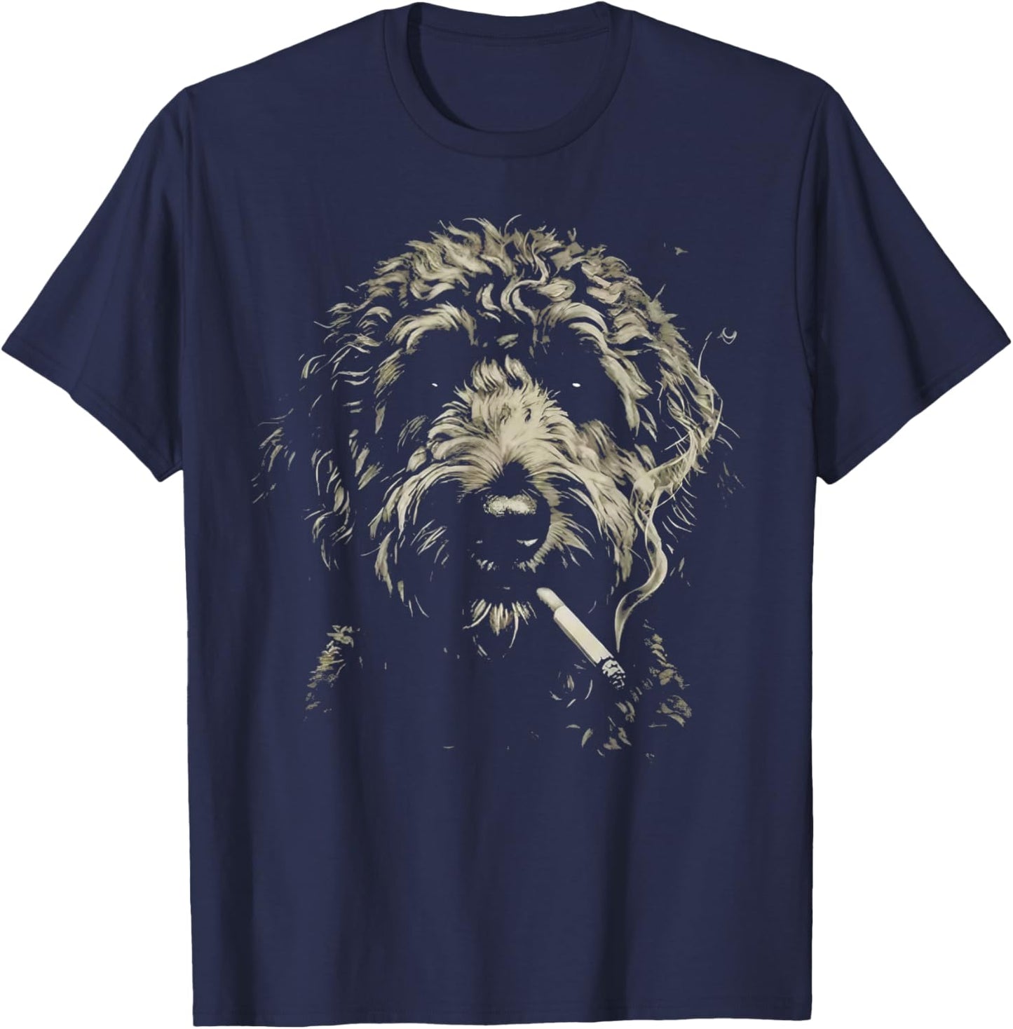 Smoking Dog Meme Funny Goldendoodle Smoking Meme Vintage Y2K T-Shirt - T-Shirt | Navy