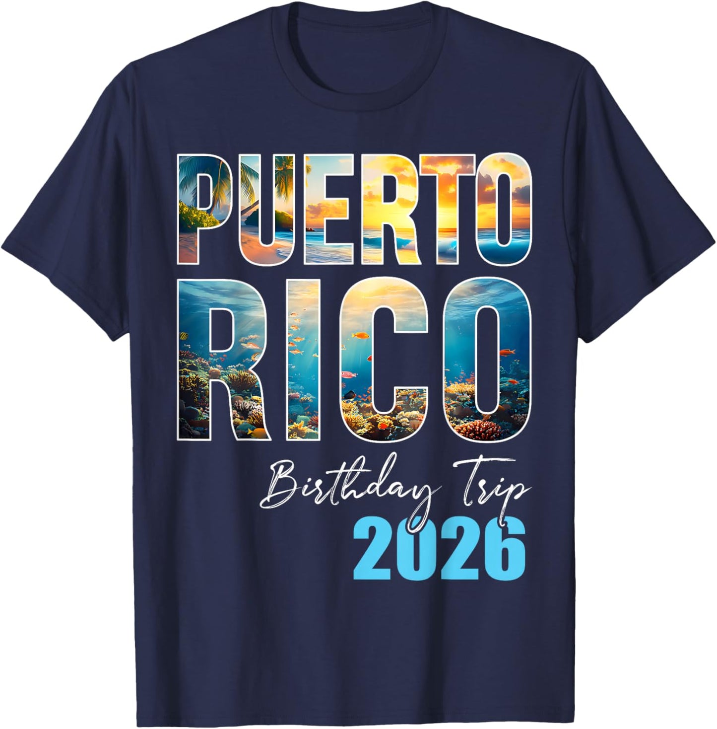 Puerto Rico Birthday Trip 2026 Matching Family Cruise Trip T-Shirt - T-Shirt | Navy