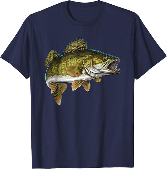 Walleye Fish Art Walleye Fishing T-Shirt - T-Shirt | Navy