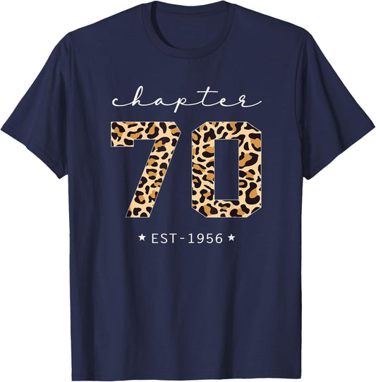 Chapter 70 Est 1956 Leopard Print 70th Birthday 70 Years Old T-Shirt - T-Shirt | Navy