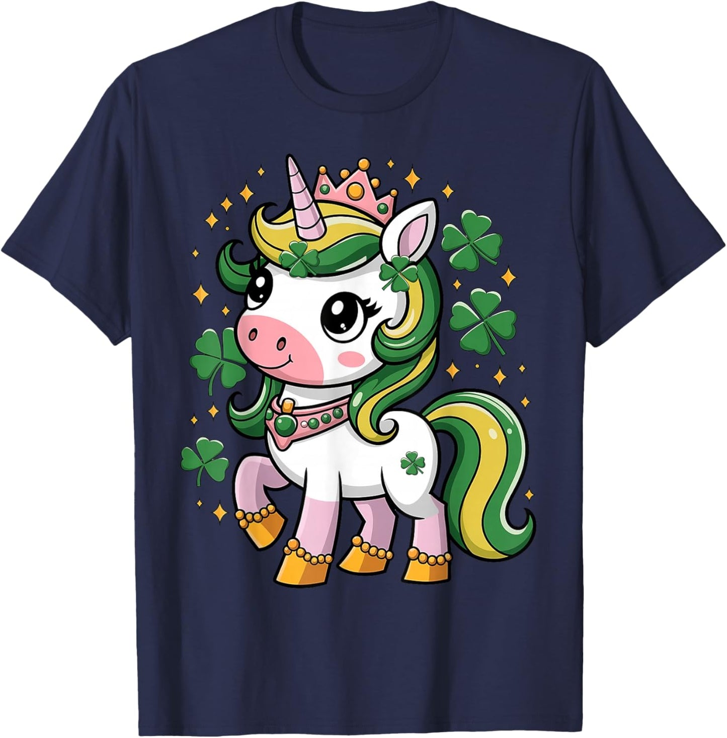 Unicorn St Patricks Day Women Girls Kid Toddler Lepricorn T-Shirt - T-Shirt | Navy