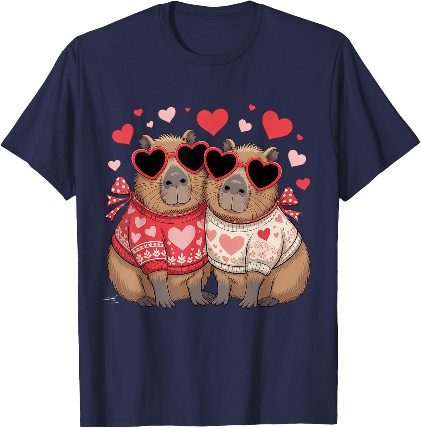 Valentines Day Cute Valentine Capybara Lover T-Shirt - T-Shirt | Navy