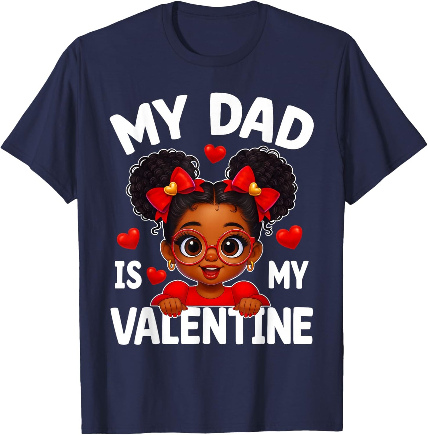 Dad is My Valentine African American Kids Valentine's Day T-Shirt - T-Shirt | Navy