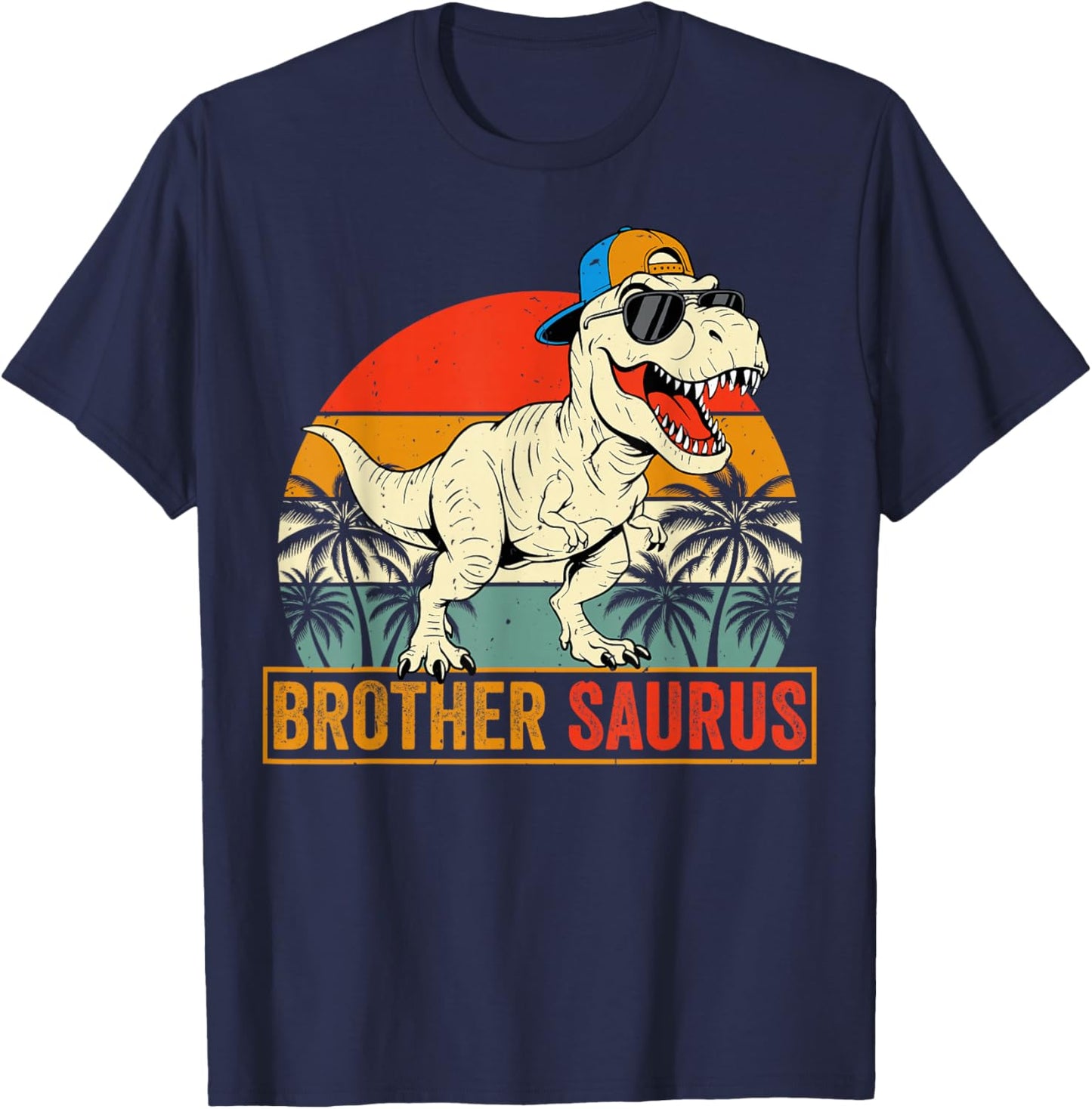 Brother Saurus T-Rex Retro Dinosaur Lover T-Shirt - T-Shirt | Navy