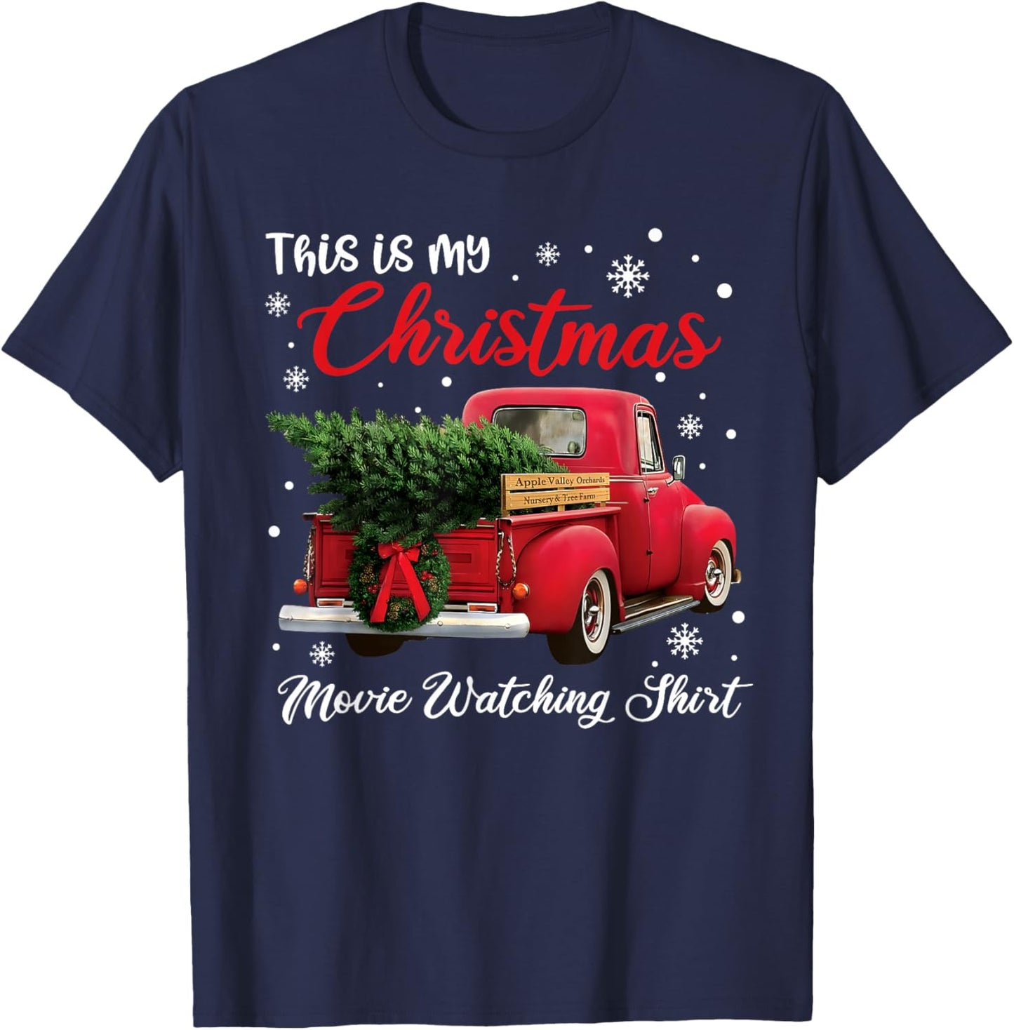 This is My Christmas Movie Watching Shirt Vintage Red Truck T-Shirt - T-Shirt | Navy