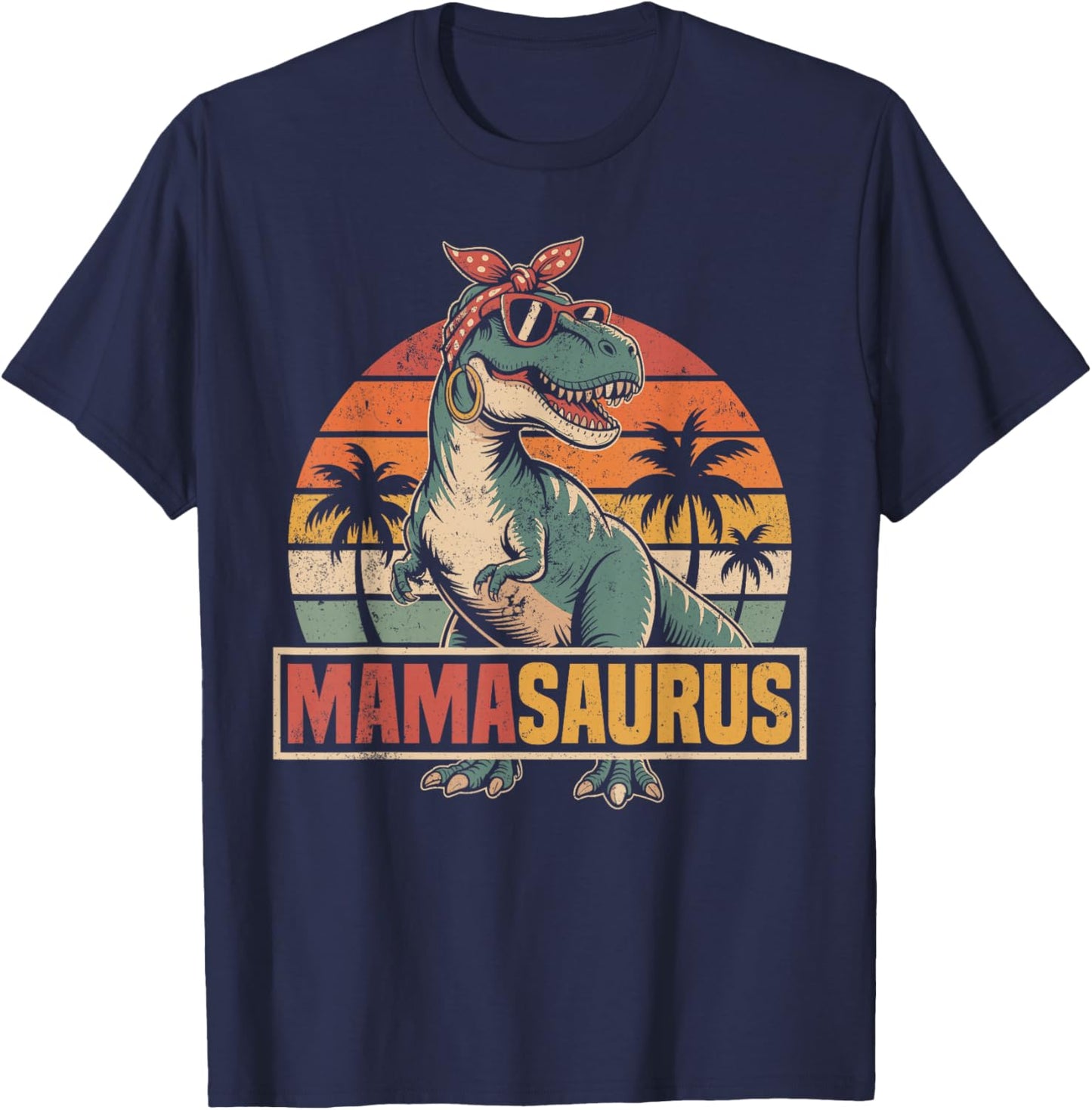 Mamasaurus T Rex Dinosaur Family Matching Birthday Mom T-Shirt - T-Shirt | Navy