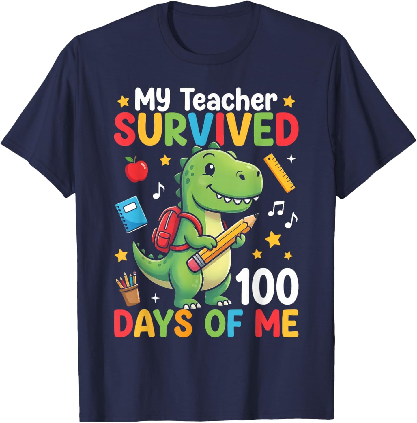 100th Day of School My Teacher Survived 100 Days of Me Boys T-Shirt - T-Shirt | Navy