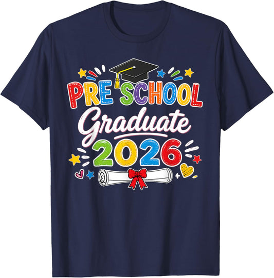 Preschool Graduate 2026 Pre K Grad Funny School Graduation T-Shirt - T-Shirt | Navy