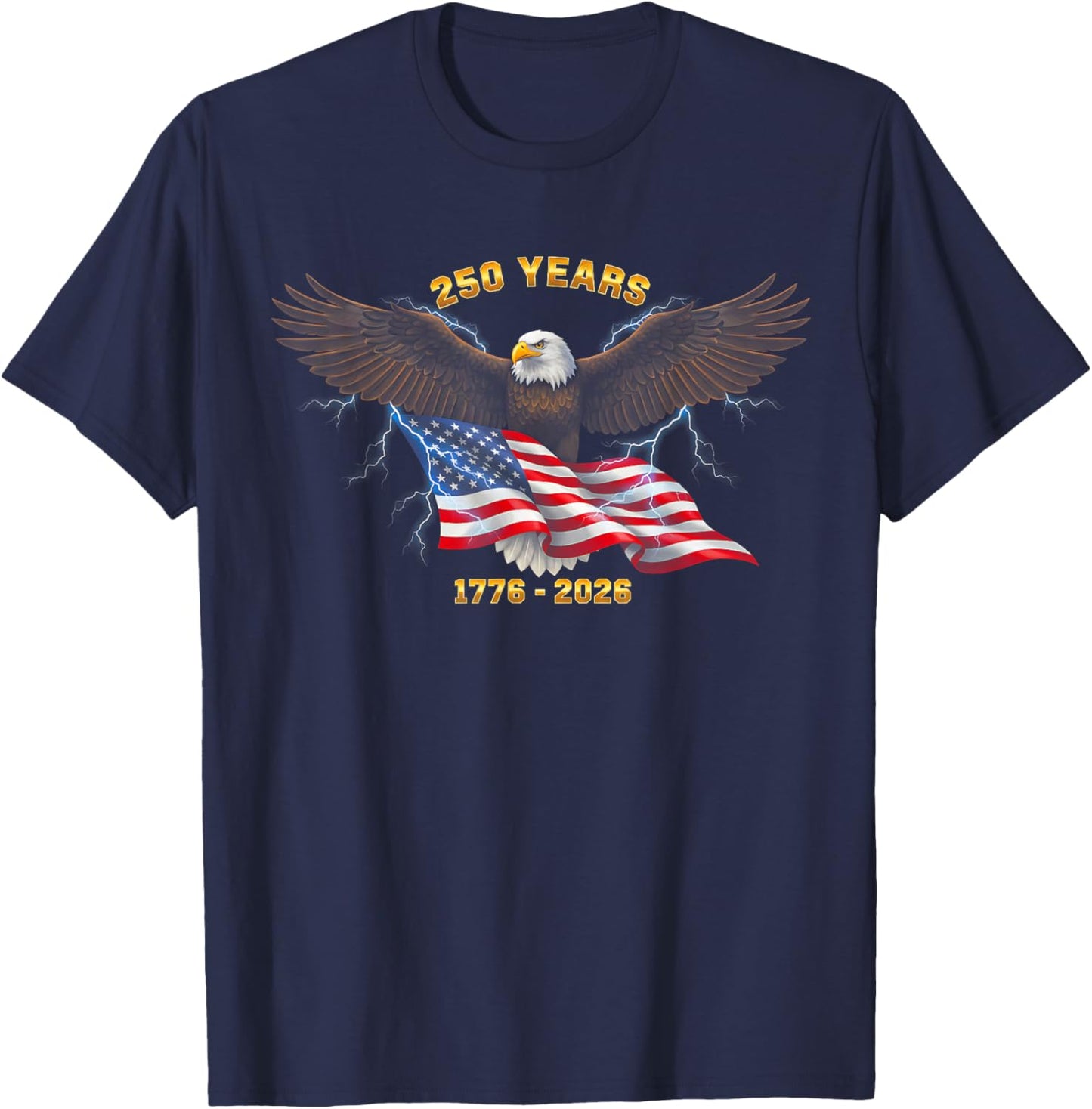 250th Birthday 250 Years USA 1776 2026 T-Shirt - T-Shirt | Navy