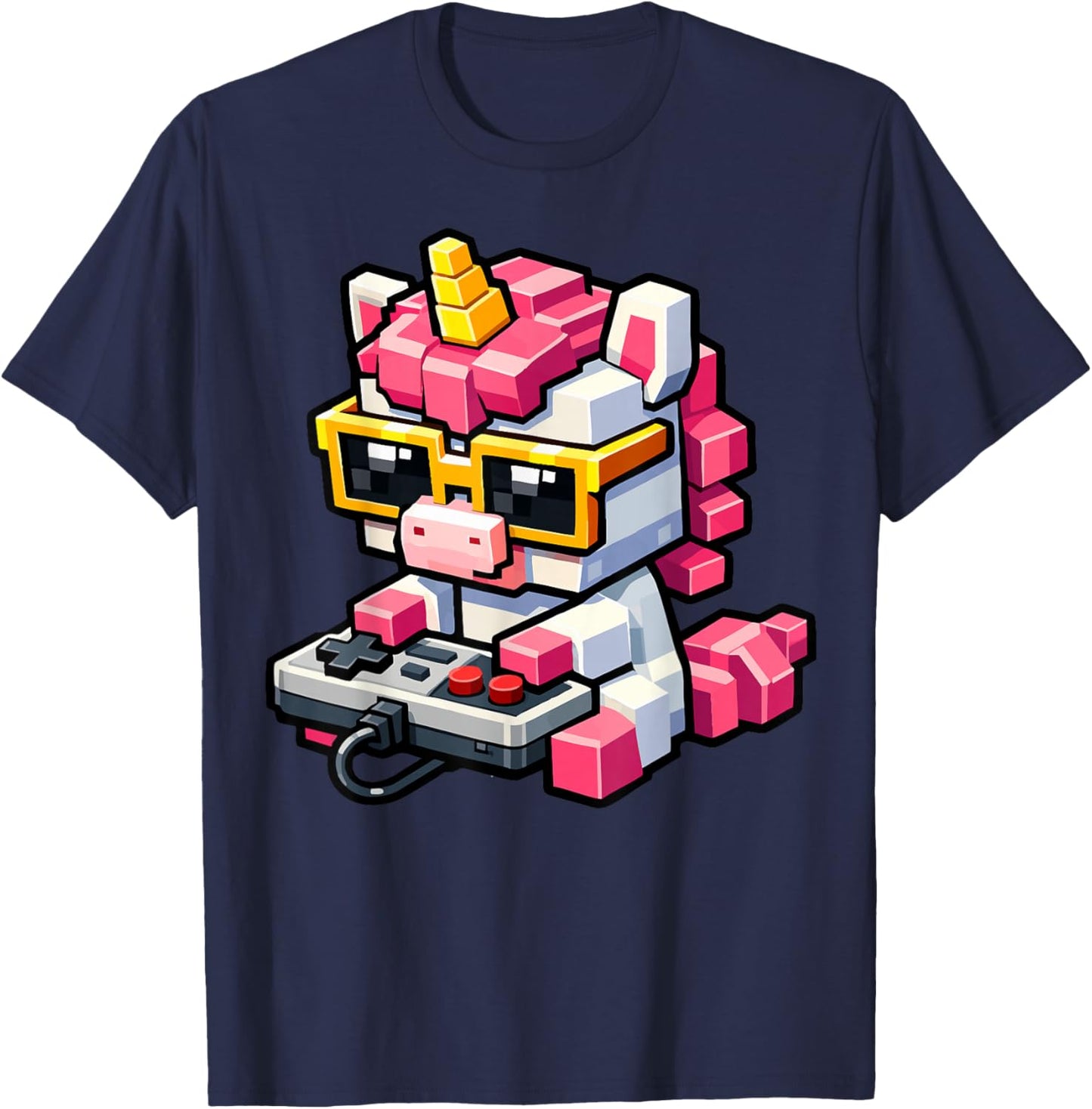 Funny Retro Video Game Unicorn Pixel Video Gamer Girls Women T-Shirt - T-Shirt | Navy