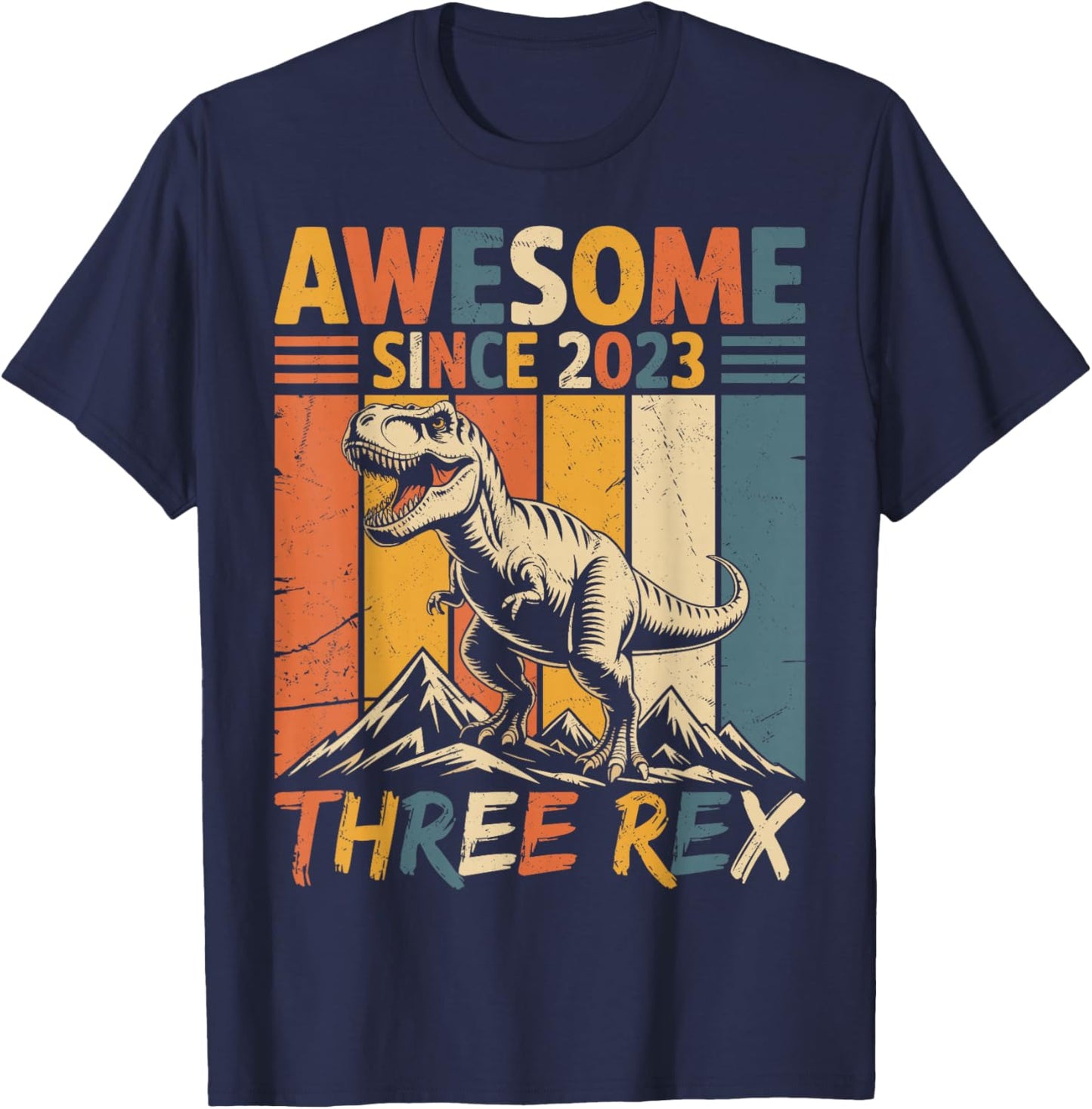 Three Rex 3rd Birthday Third Dinosaur 3 Year Old Boys Kids T-Shirt - T-Shirt | Navy