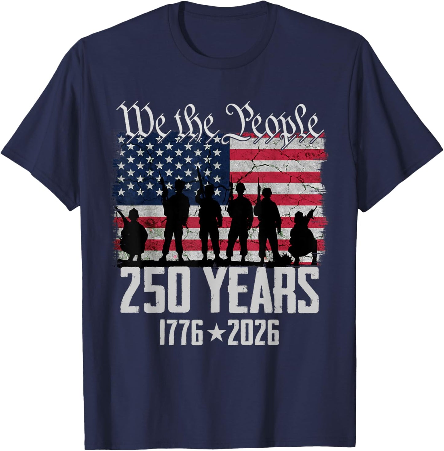 Flag Vintage 250 Years American 1776 2026 250th USA Birthday T-Shirt - T-Shirt | Navy