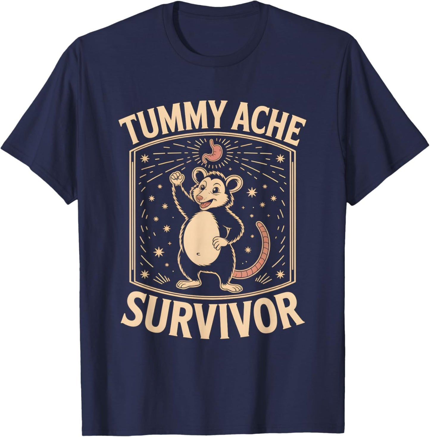 Tummy Ache Survivor Shirt Cute Possum T-Shirt - T-Shirt | Navy