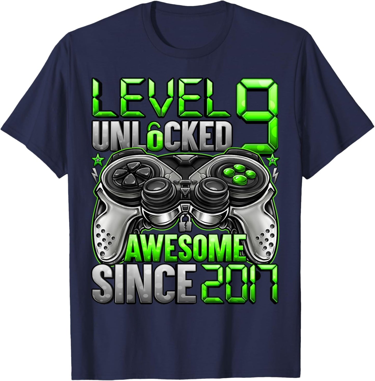 Level 9 Unlocked 9 Year Old Gifts for Boys 9th Birthday Boy T-Shirt - T-Shirt | Navy