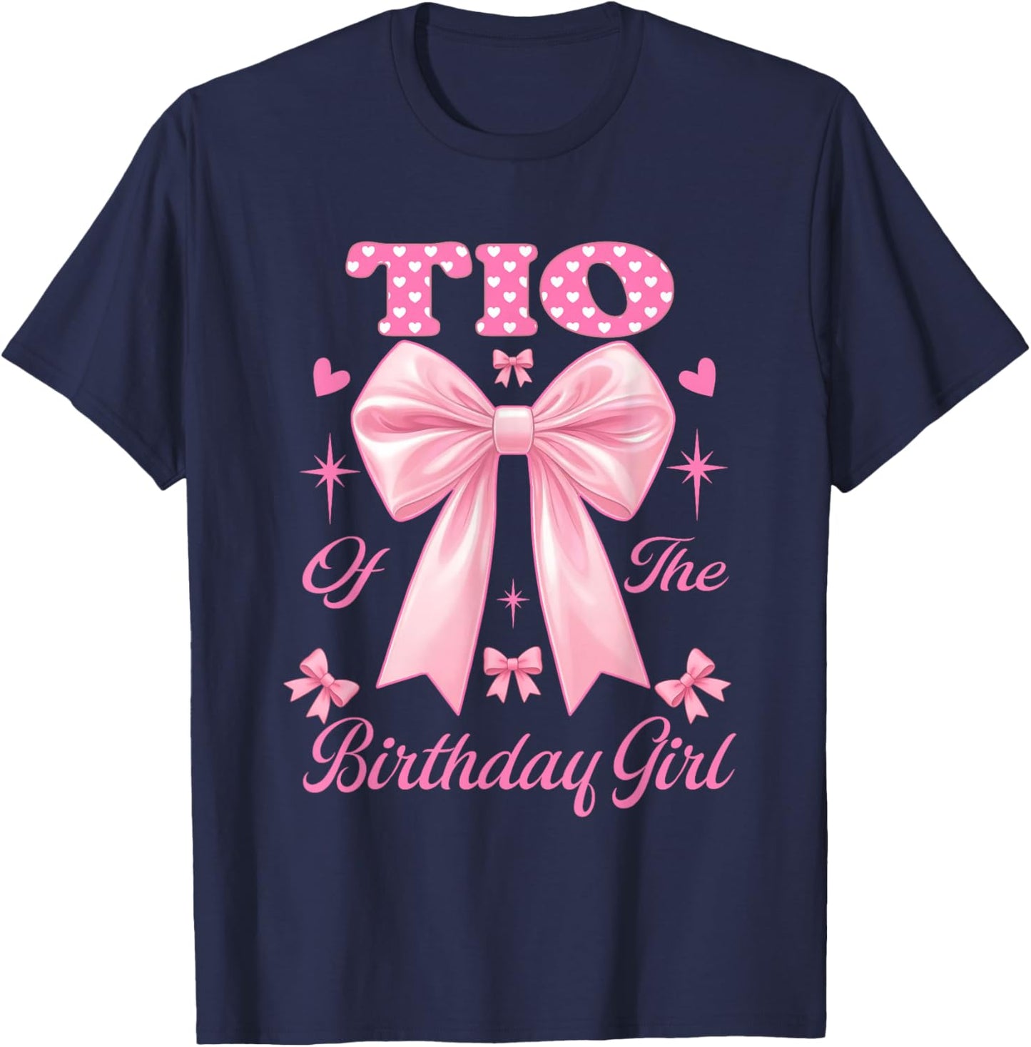 TIO Birthday Girl Matching Coquette Pink Bow T-Shirt - T-Shirt | Navy