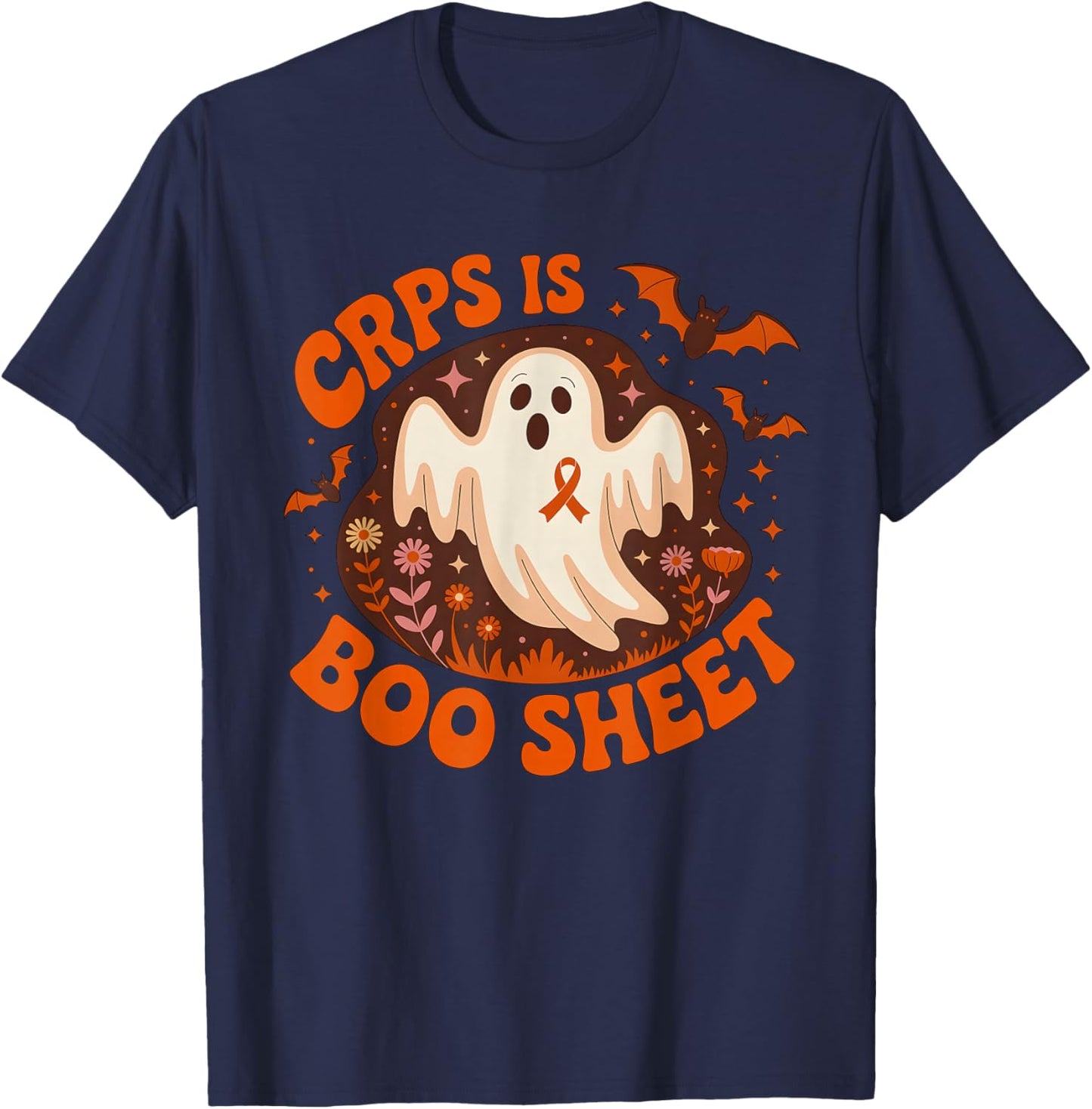 CRPS Awareness Boo Sheet Funny Ghost Halloween T-Shirt - T-Shirt | Navy