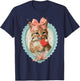 Vintage Valentine Bobcat with Heart Romantic Animal Coquette T-Shirt - T-Shirt | Navy