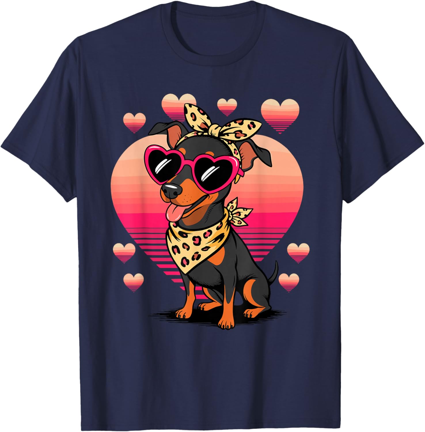 Miniature Pinscher Valentines Day T-Shirt - T-Shirt | Navy