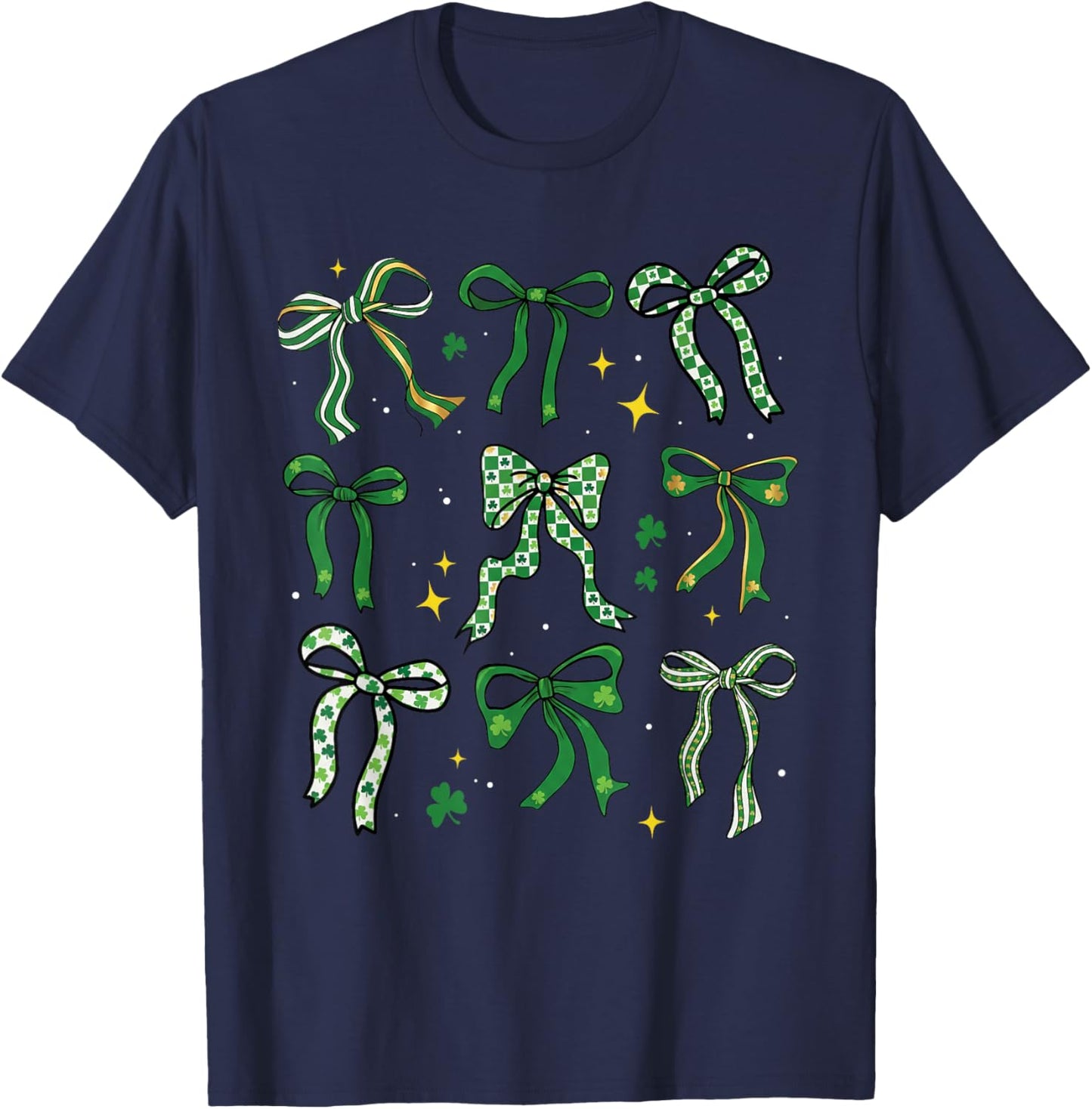 St Patricks Day Bow Coquette Saint Paddys Girls Kids Women T-Shirt - T-Shirt | Navy