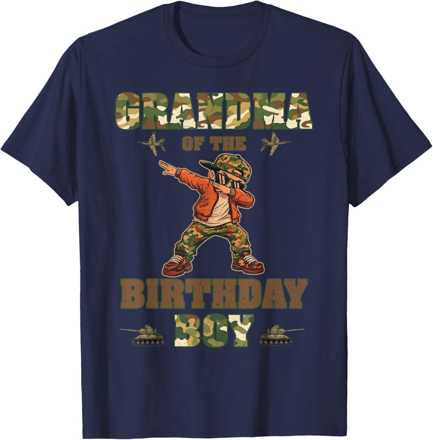 Grandma of The Birthday Boy Camo Matching Family Decoration T-Shirt - T-Shirt | Navy
