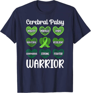 Cerebral Palsy Warrior Hearts CP Awareness Month T-Shirt - T-Shirt | Navy