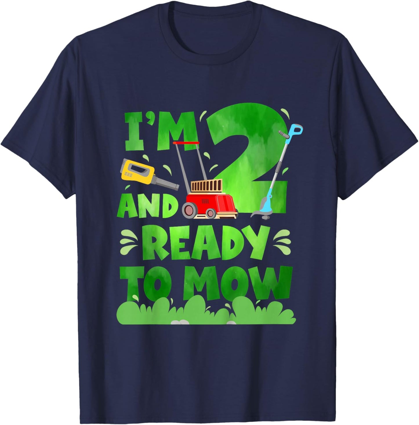 2nd Lawn Mowing Birthday 2 Year Old Lawn Mower T-Shirt - T-Shirt | Navy
