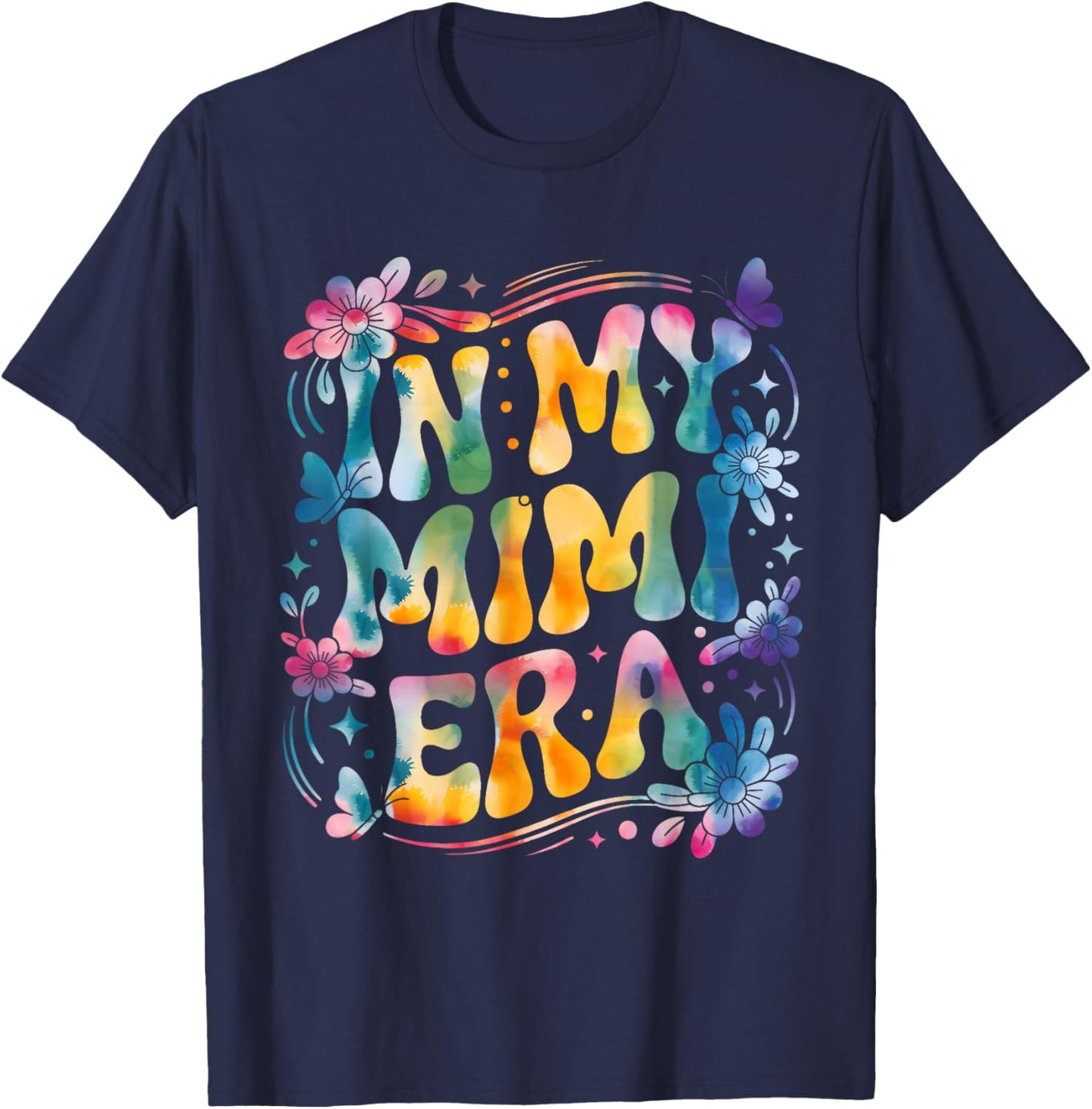 Funny in My Mimi Era Retro Groovy Mothers Day Mimi Butterfly T-Shirt - T-Shirt | Navy