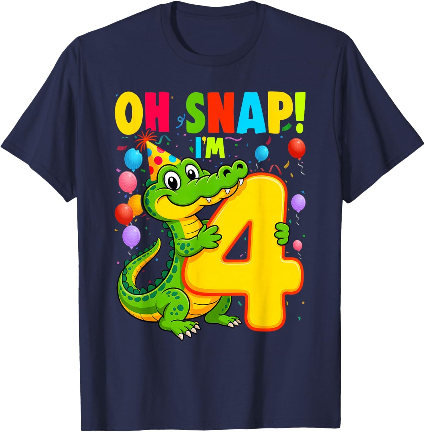 4 Year Old Alligator Birthday Crocodile Gator 4th T-Shirt - T-Shirt | Navy