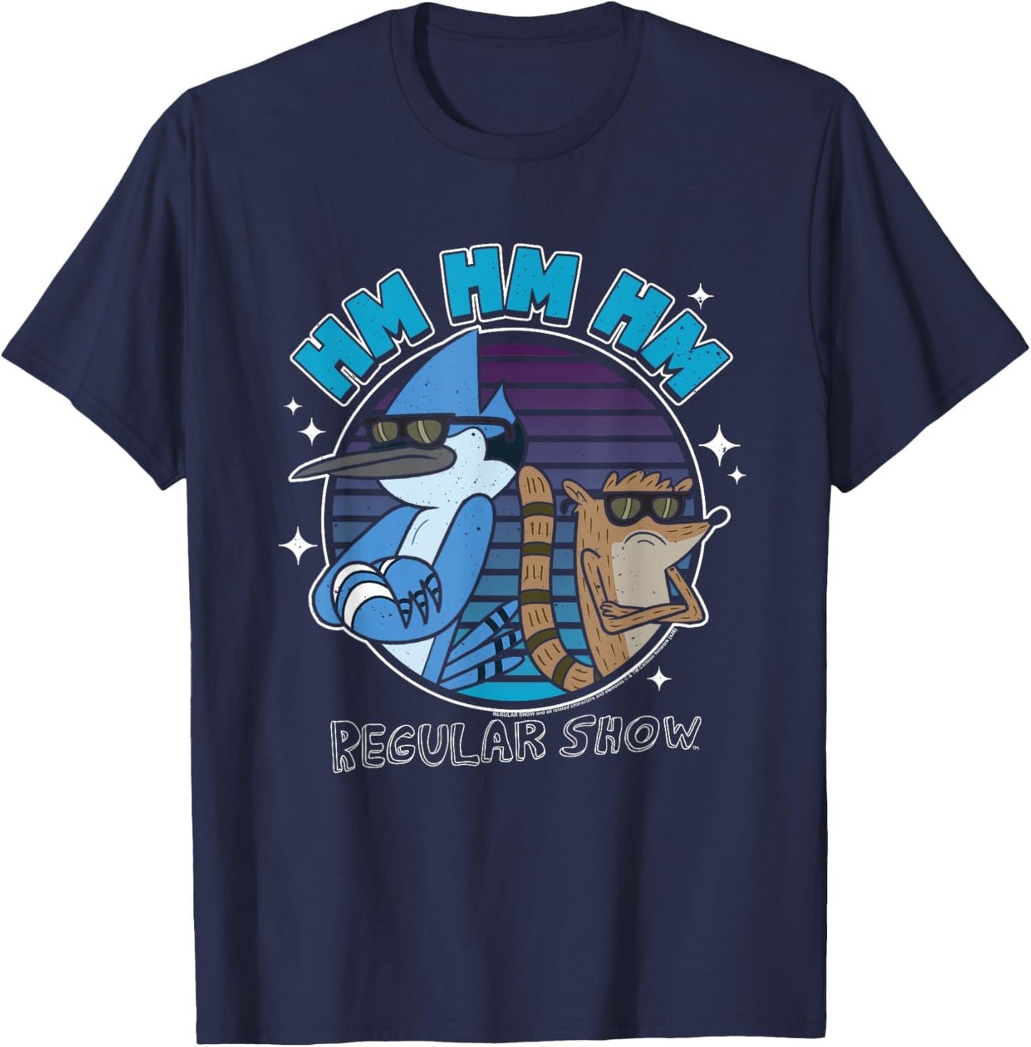 Regular Show Mordecai and Rigby Hm Hm Hm Funny Cartoon T-Shirt - T-Shirt | Navy