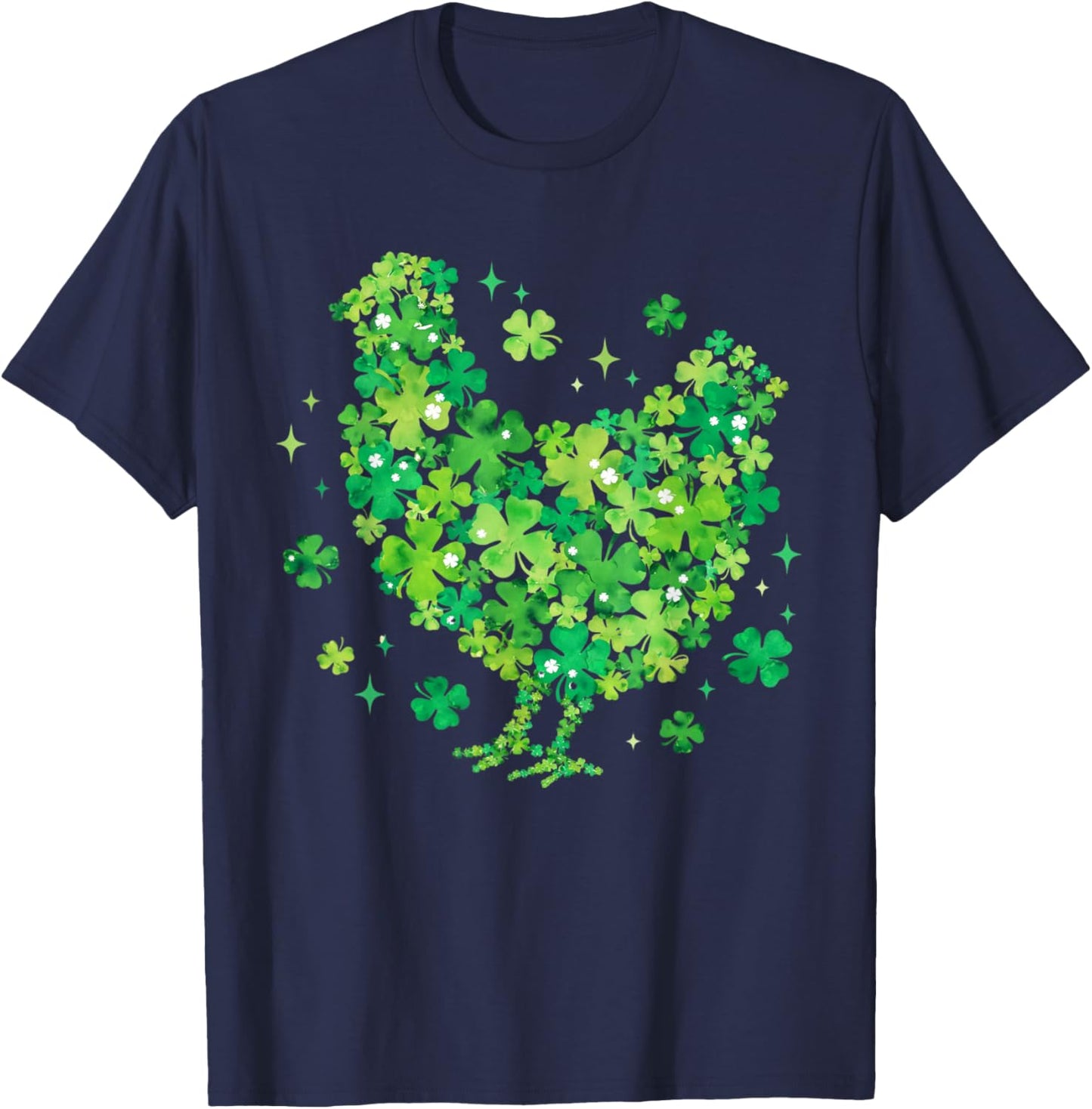 Lucky Chicken St Patrick Day Shirt Chicken Mom Shamrock Hen T-Shirt - T-Shirt | Navy