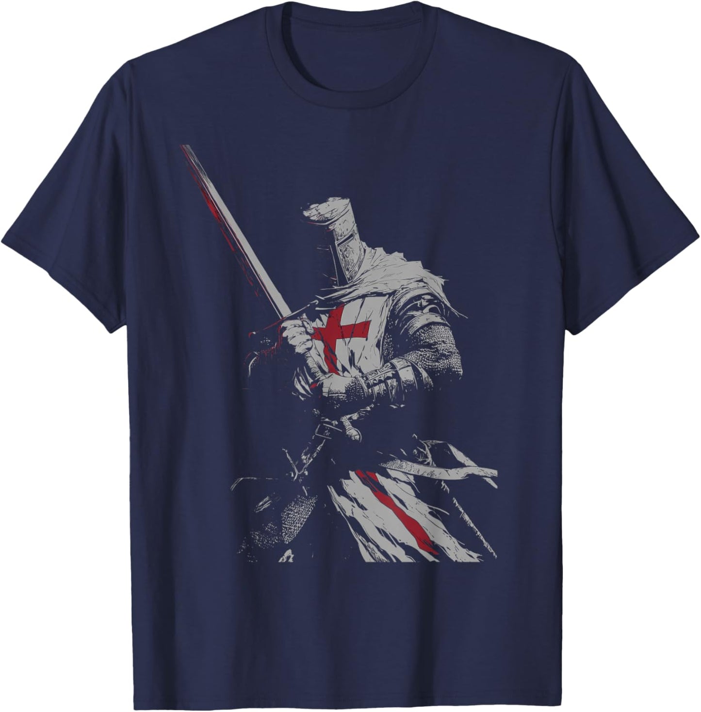 Knight Templar Crusader Warrior Catholic Christian Men Women T-Shirt - T-Shirt | Navy