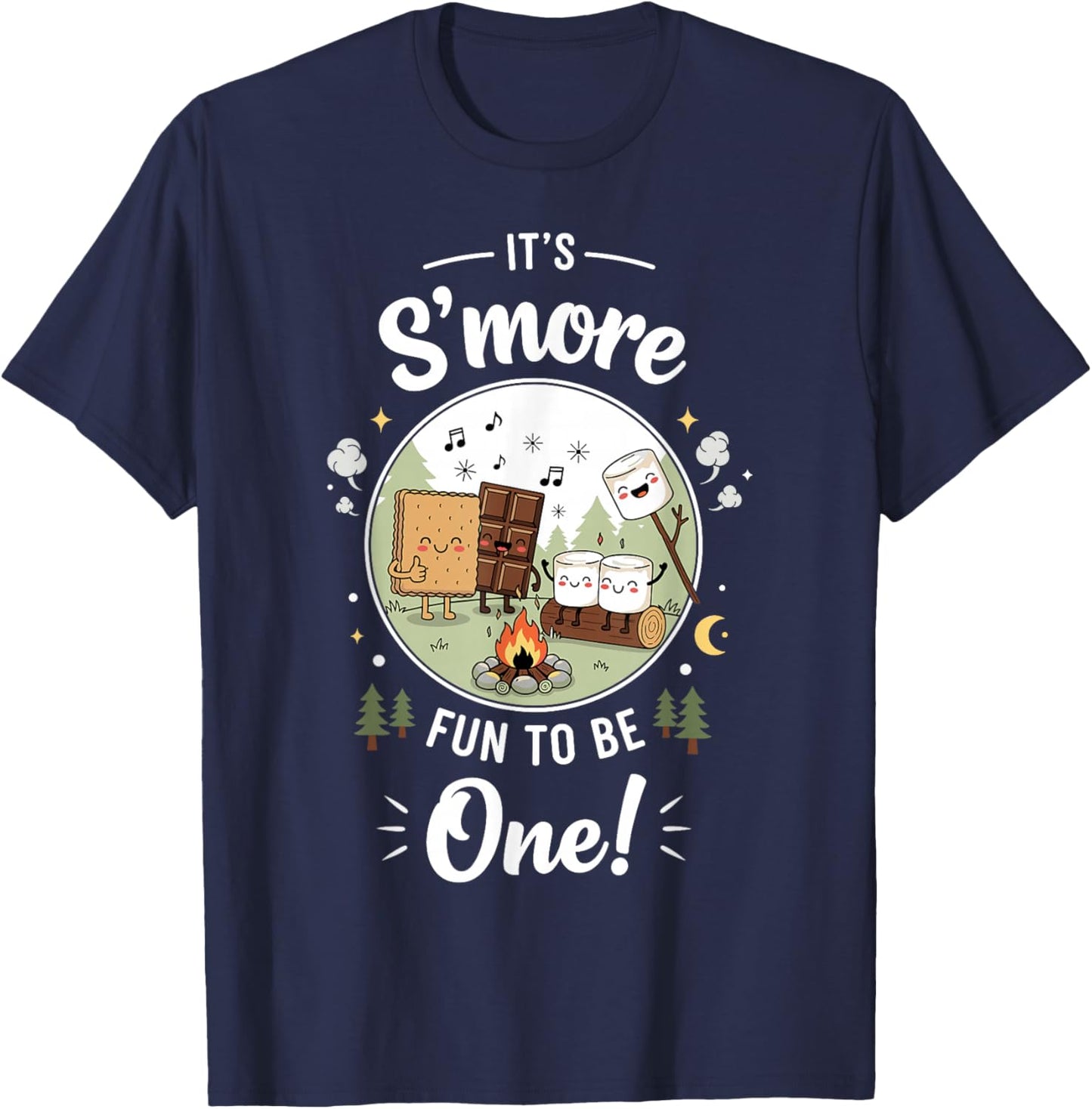 It's S'More Fun to Be One First Birthday Smores Party Theme T-Shirt - T-Shirt | Navy