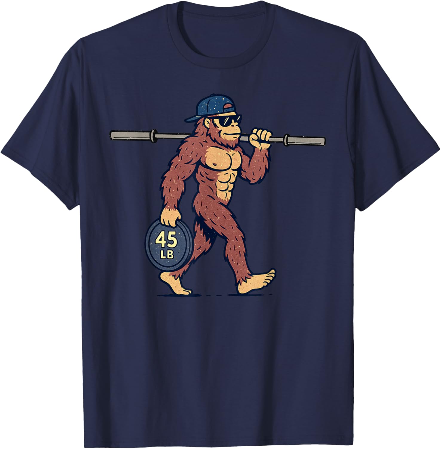 Sasquatch Workout Weightlifting Funny Fitness Gym Motivation T-Shirt - T-Shirt | Navy