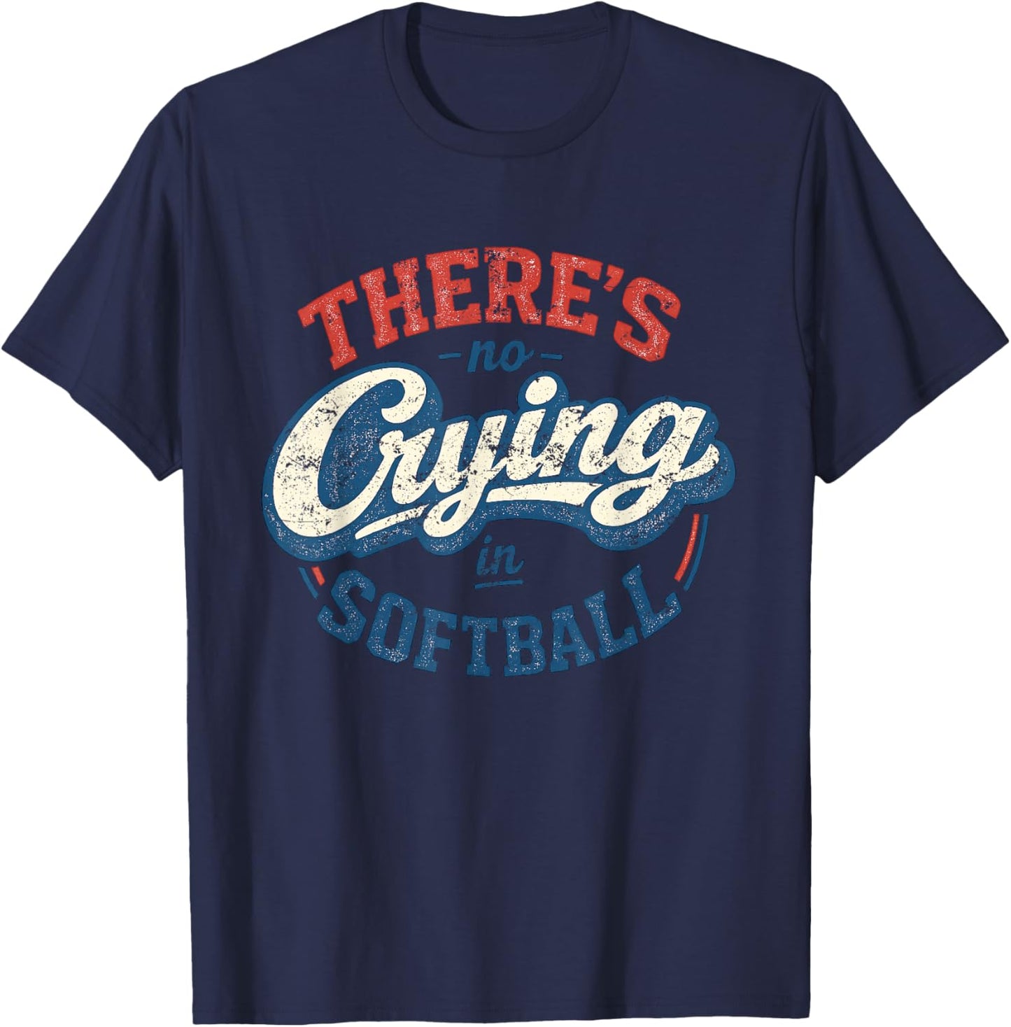 No Crying in Softball Retro Graphic T-Shirt - T-Shirt | Navy