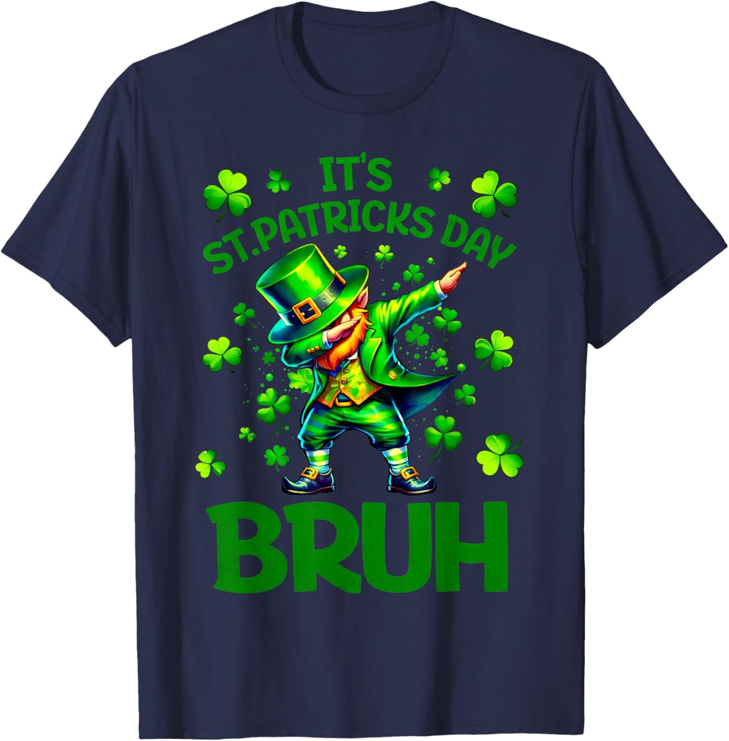 Bruh Dab Leprechaun Funny Kids Boys St Patricks Day T-Shirt - T-Shirt | Navy