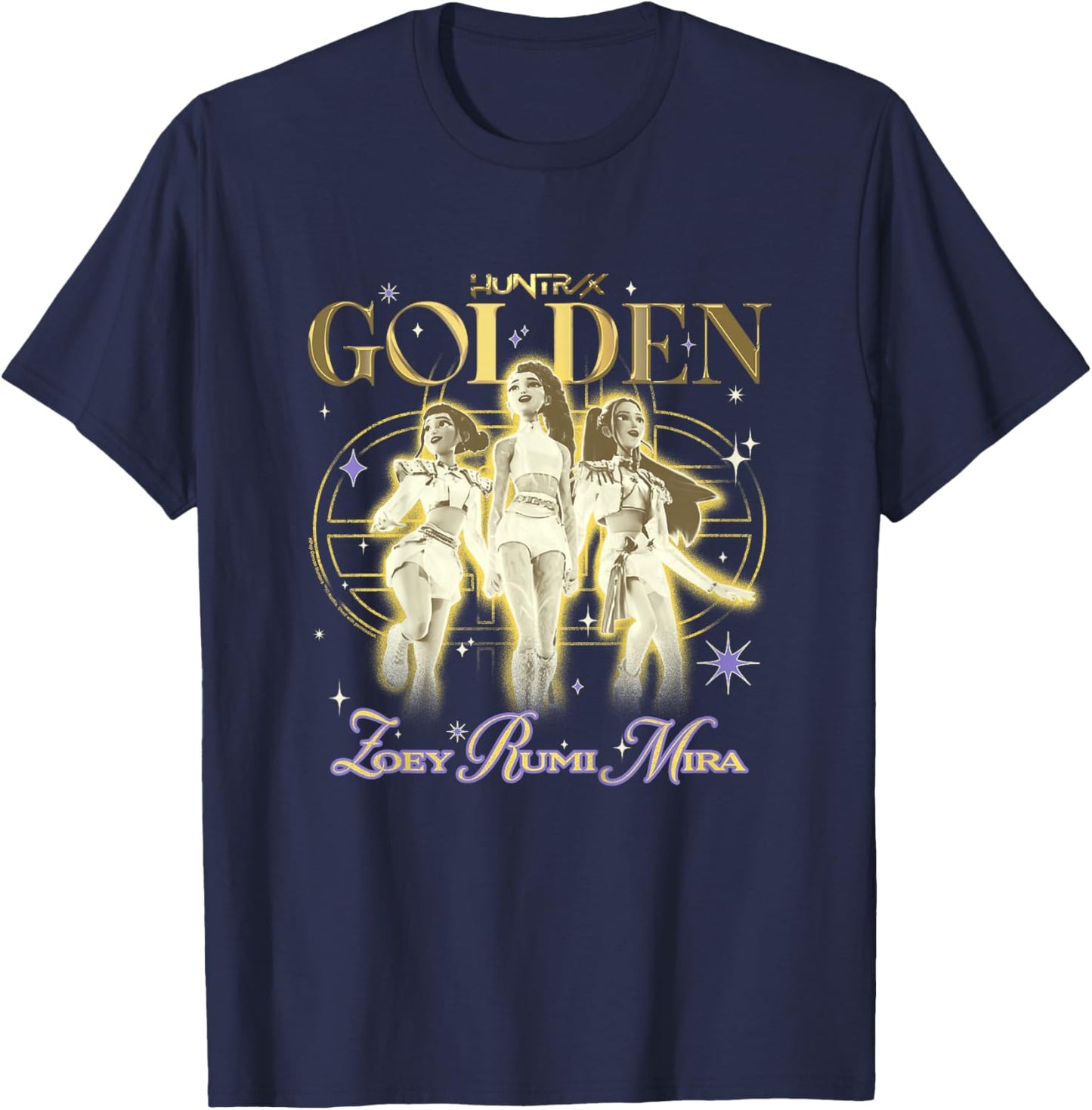 Kpop Demon Hunters Huntrix Golden Zoey Rumi Mira T-Shirt - T-Shirt | Navy